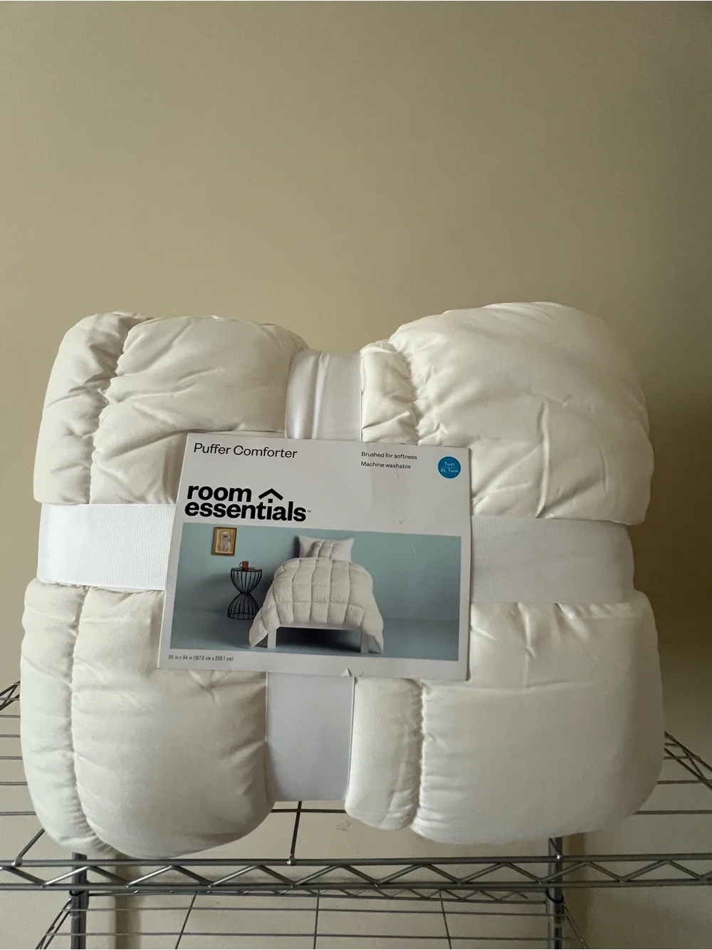 Room Essentials Ivory Puffer Comforter - Plush Quilted Bedding